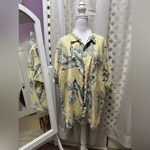 Tommy Bahama Beige and Gray Feather Print Silk Scarf